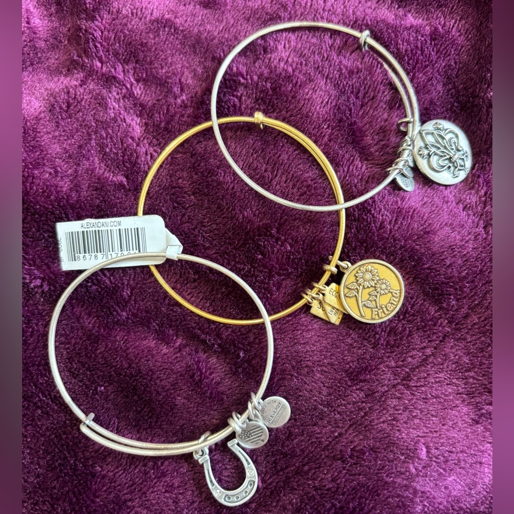 Three Alex and Ani bracelets
